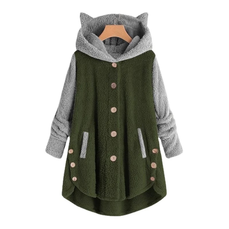 Campera Liviana Mujer Buzo Gato Capucha Polar